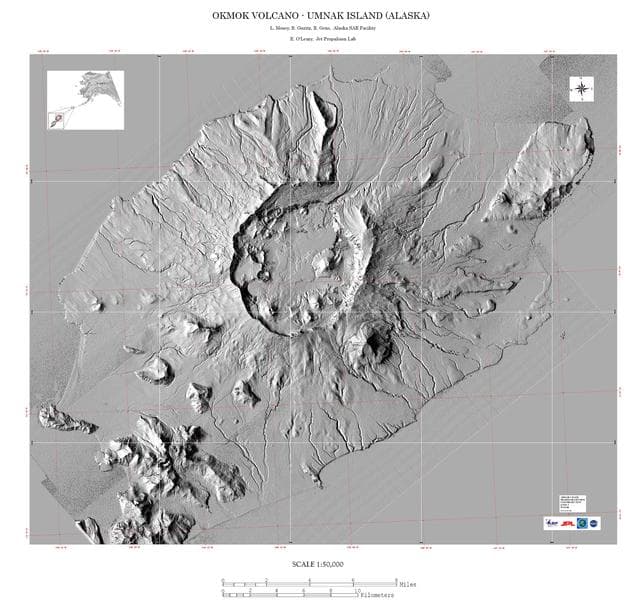 NASA image: Shaded Relief Mosaic of Umnak Island, Aleutian Islands, Alaska