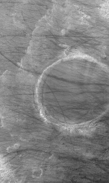 NASA image: Crater and Streaks