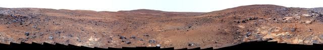NASA image: Descent from the Summit of Husband Hill False Color