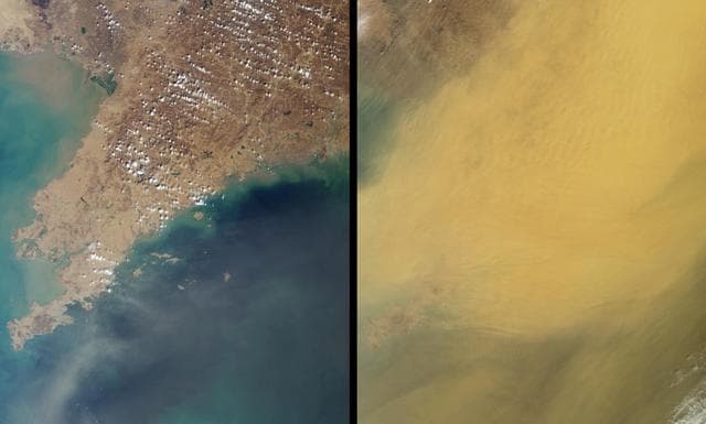 NASA image: Dust Obscures Liaoning Province, China
