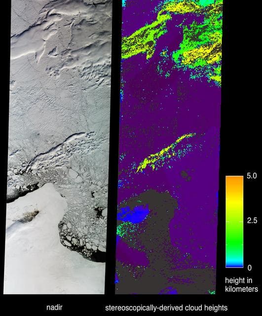 NASA image: Distinguishing Clouds from Ice over the East Siberian Sea, Russia