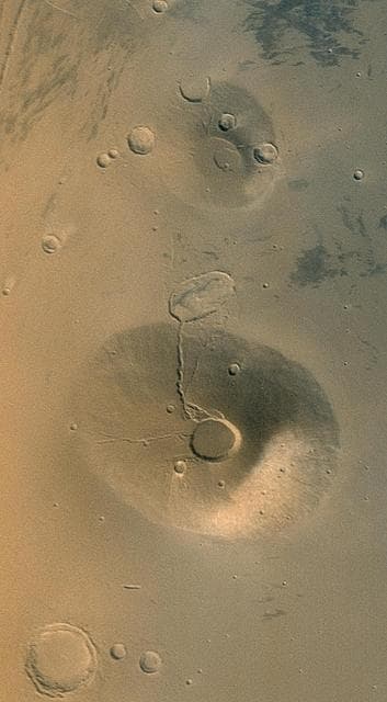 NASA image: Volcanoes Ceraunius Tholus and Uranius Tholus