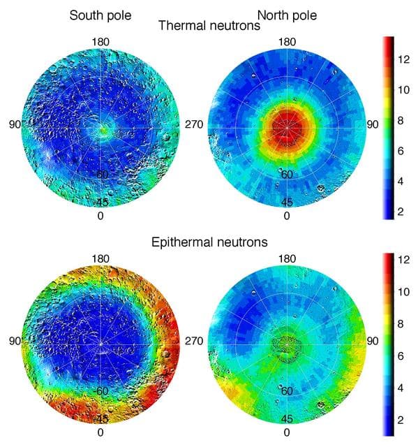 NASA image: Polar Maps of Thermal and Epithermal Neutrons