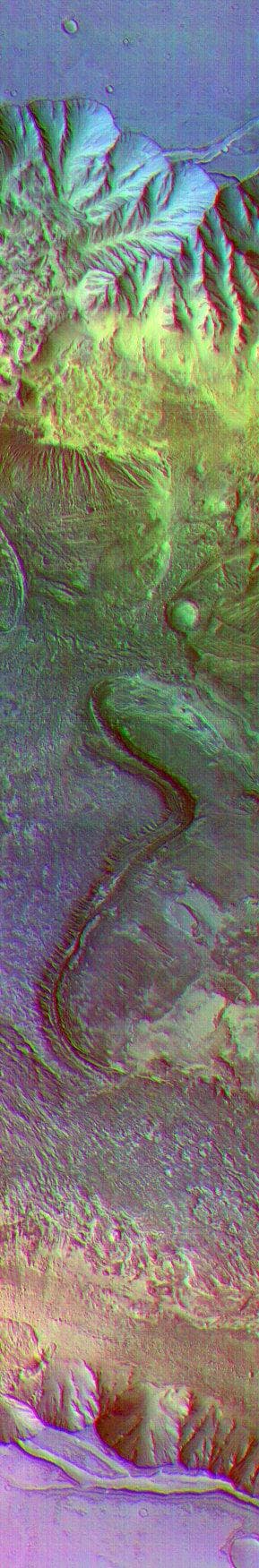 NASA image: Surface Composition Differences in Martian Canyon