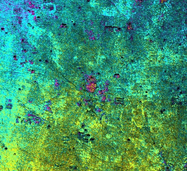NASA image: Radar Image with Color as Height, Ancharn Kuy, Cambodia
