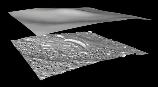NASA image: Derived Topographic Model from Mars Global Surveyor Instruments