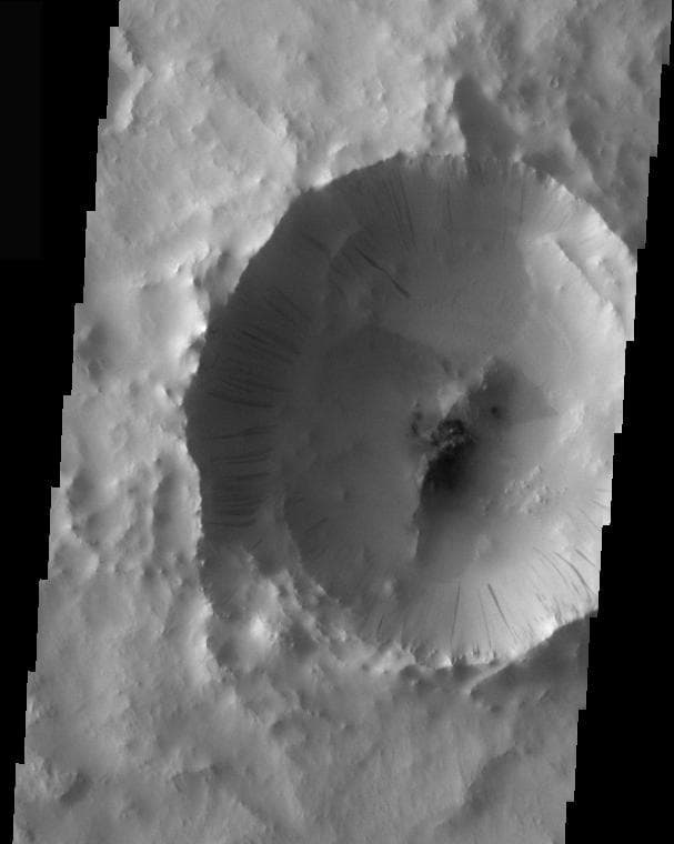 NASA image: Tikhonravov Crater Dust Avalanches