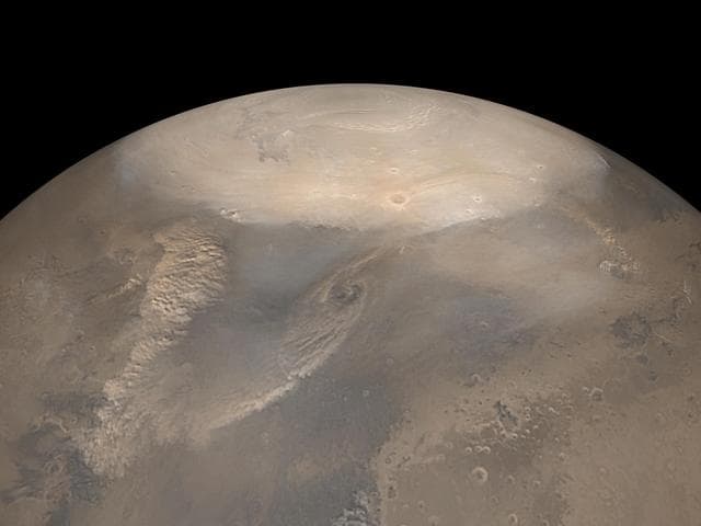 NASA image: Springtime North Polar Dust Storms