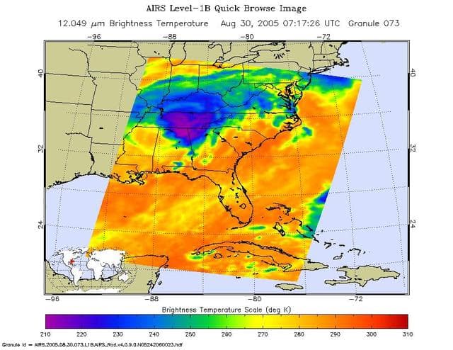 NASA image: Hurricane Katrina as Observed by NASA Spaceborne Atmospheric Infrared Sounder AIRS
