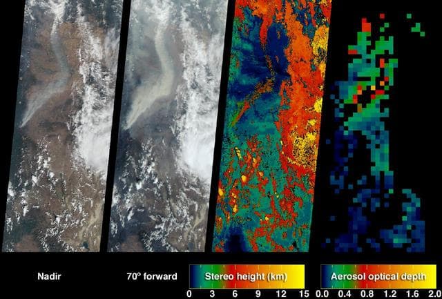 NASA image: Smoke Plumes from the B&B Complex Fires, Oregon