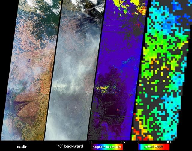 NASA image: Fire and Deforestation near the Xingu River