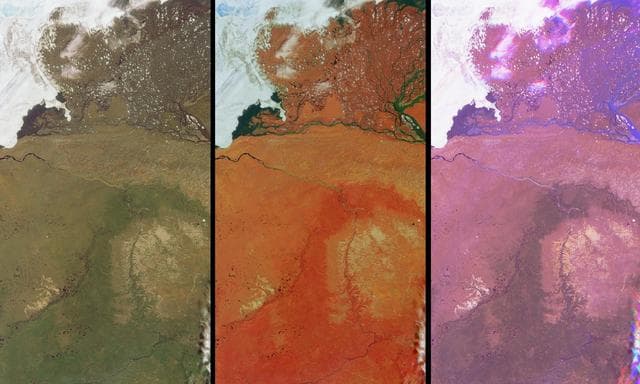 NASA image: A Summer View of Russia Lena Delta and Olenek
