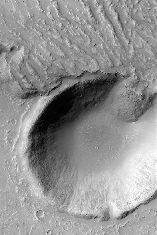 NASA image: Lava Flow and Impact Crater