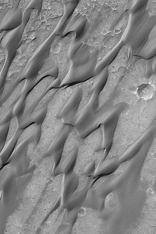 NASA image: Grooved Herschel Dunes