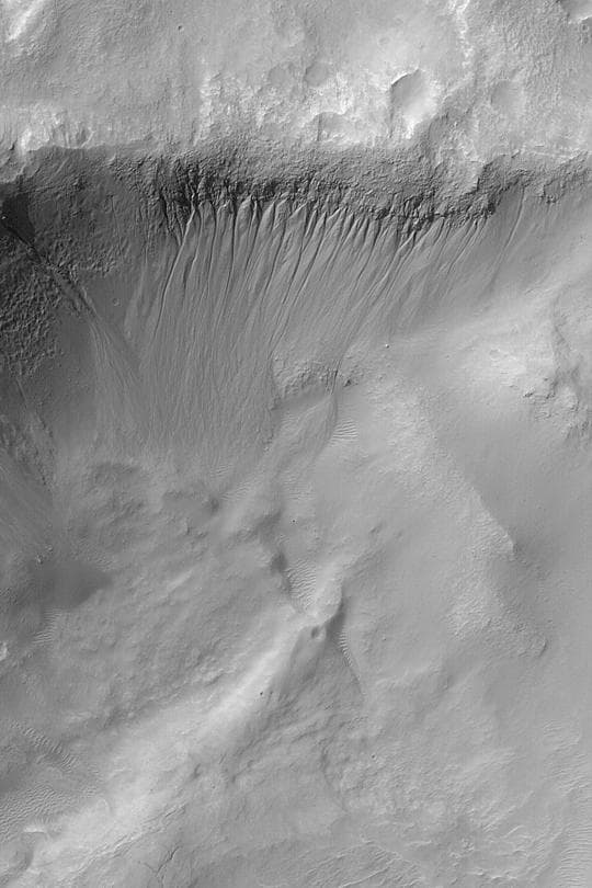 NASA image: Gullied Crater Wall