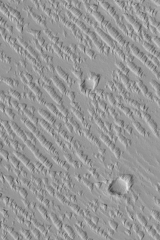 NASA image: Wind-Eroded Terrain in Tharsis