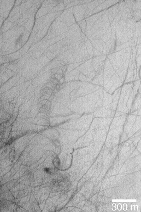 NASA image: Cycloidal Dust Devil Track