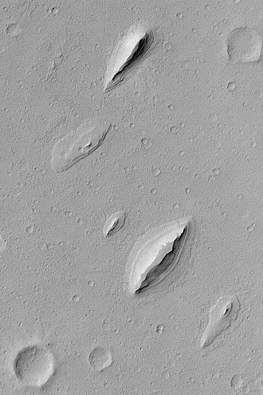 NASA image: Layered Yardangs in Henry Crater