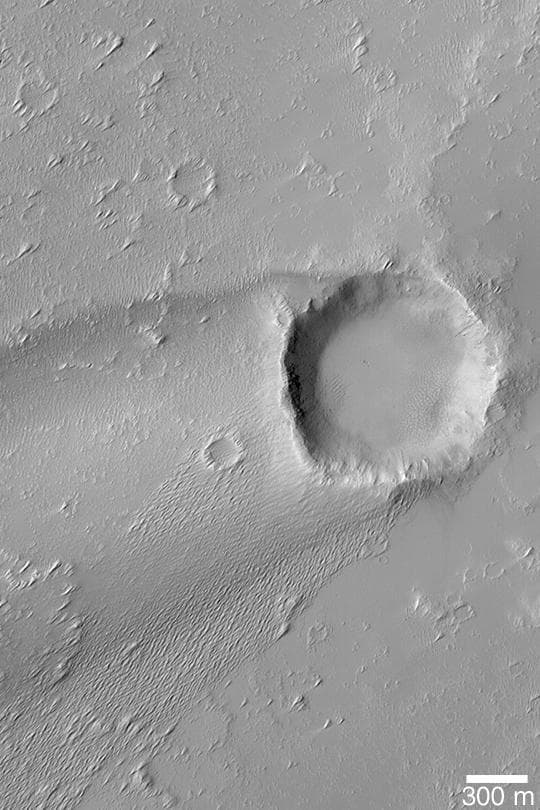 NASA image: Crater with Wind Streak