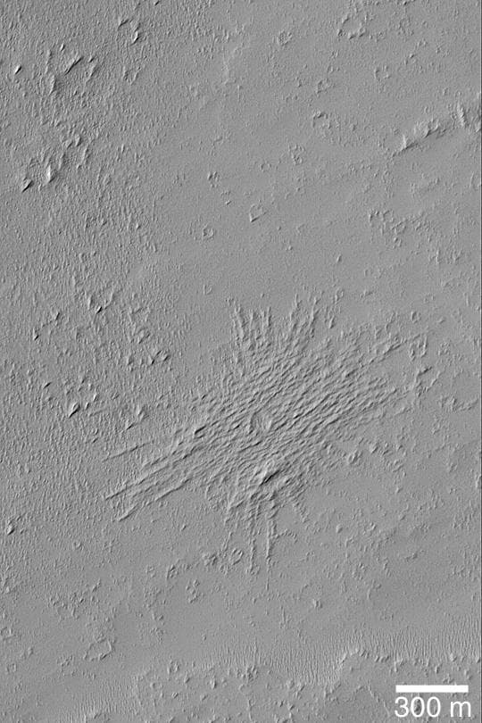 NASA image: Pedestal Crater and Yardangs