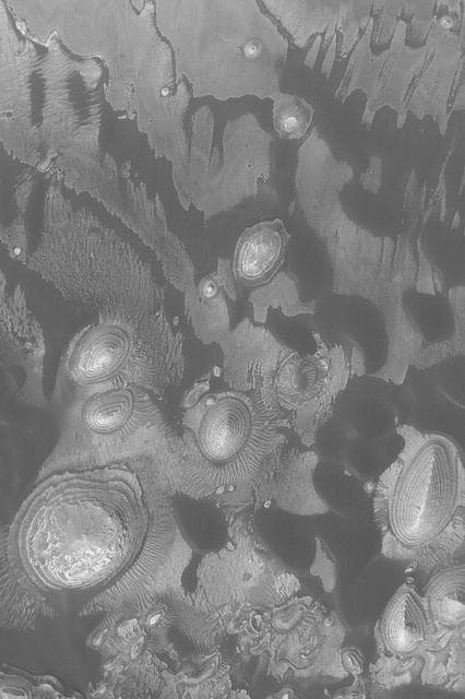 NASA image: Layer Outcrops and Dunes