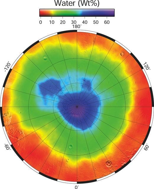 NASA image: North Polar Water Ice by Weight