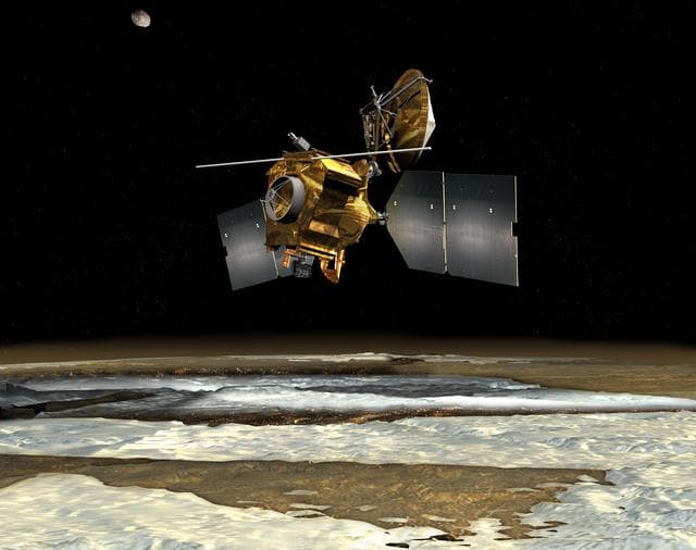 NASA image: Mars Reconnaissance Orbiter over Pole Artist Concept