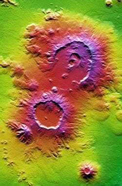 NASA image: Nabro and Mallahle Volcanoes, Eritrea and Ethiopia, SRTM Colored Height and Shaded Relief