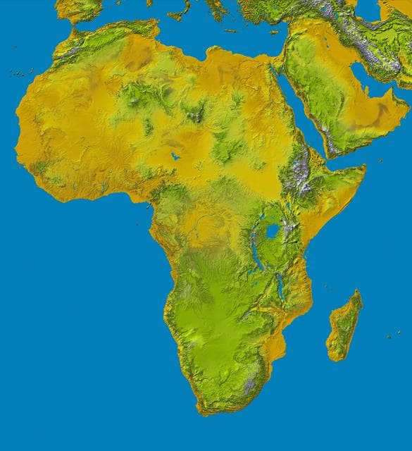NASA image: SRTM Data Release for Africa, Colored Height
