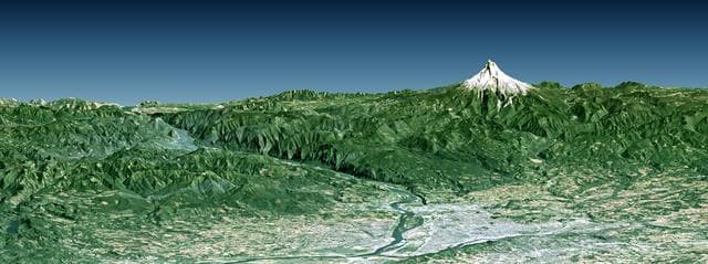 NASA image: Portland, Mount Hood, & Columbia River Gorge, Oregon, Perspective View