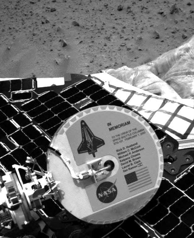 NASA image: Plaque on Spirit Honors Columbia Astronauts