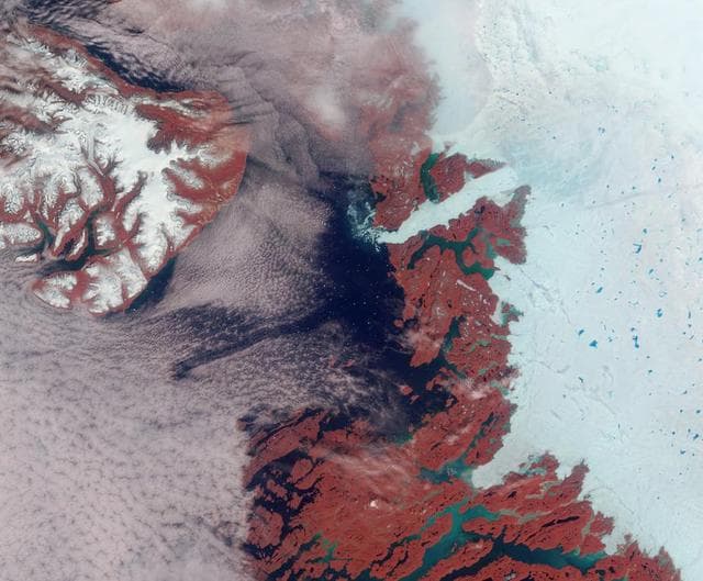 NASA image: Greenland Coast in Holiday Colors