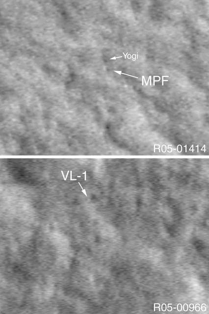 NASA image: Locating Landers on Mars