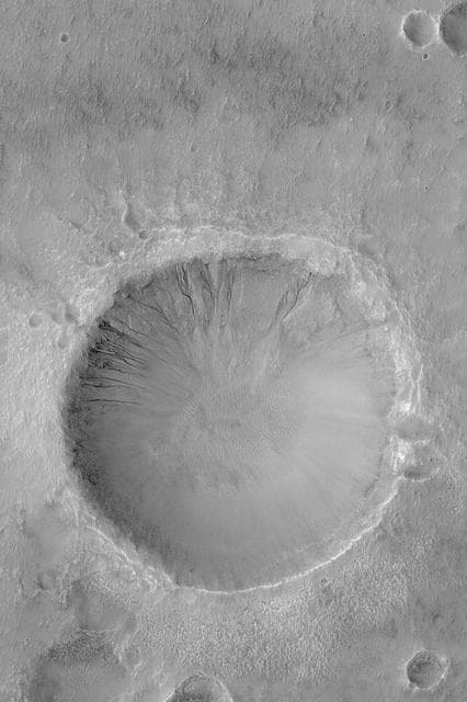 NASA image: Gullied Crater Wall