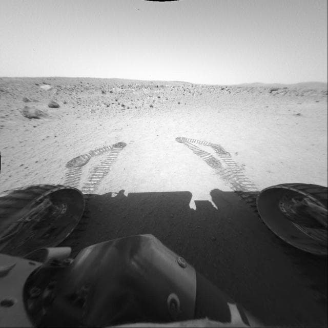 NASA image: Spirit Does a Jig at Laguna Hollow
