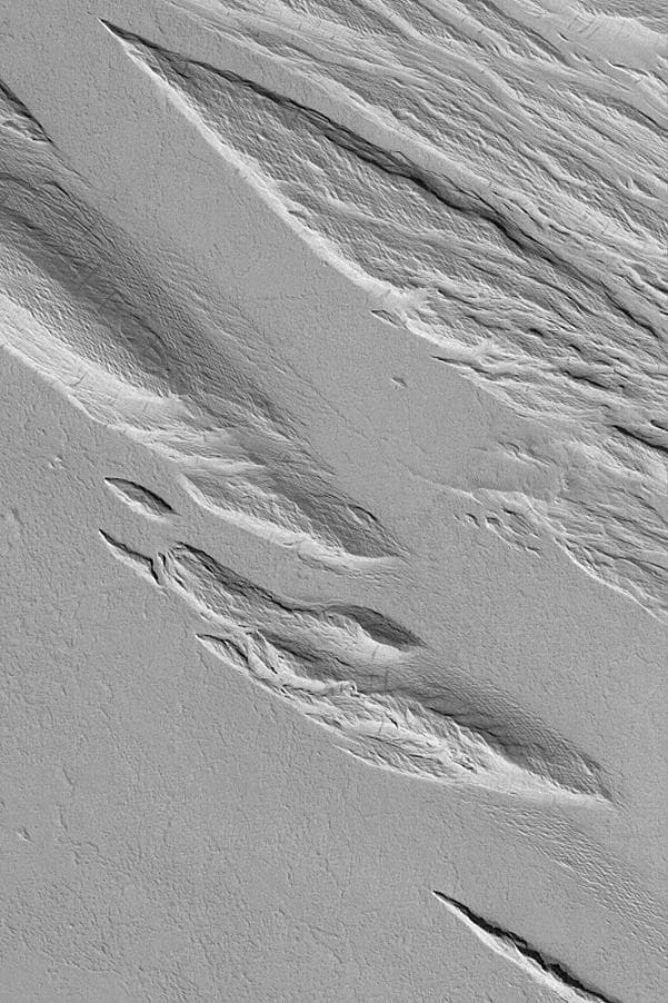 NASA image: Yardangs in Gordii Dorsum Region