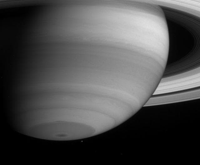 NASA image: Moon under Saturn