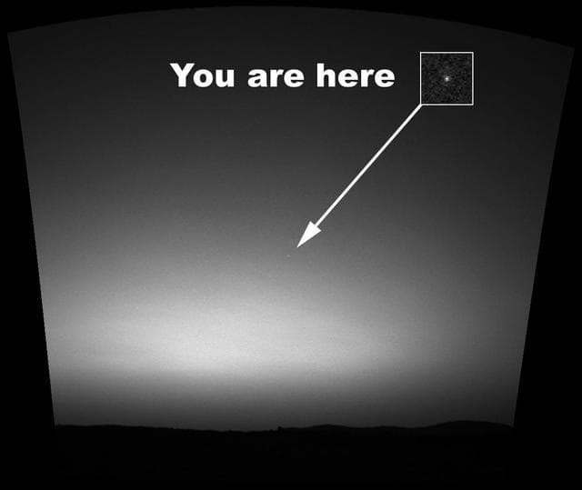 NASA image: You are here: Earth as seen from Mars