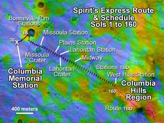 NASA image: Spirit Express Route to Columbia Hills