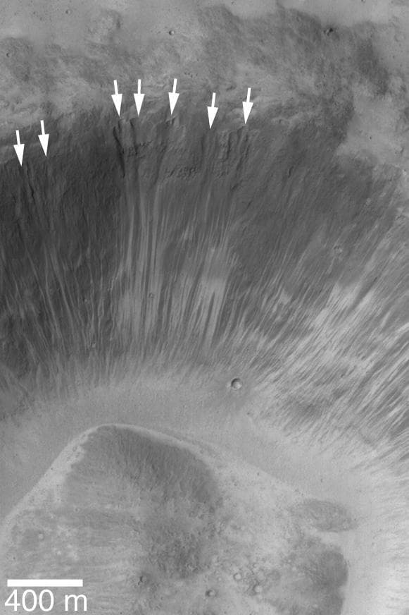 NASA image: Alcoves in a Xanthe Crater