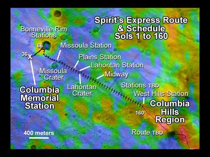 NASA image: Spirit Express Route to Columbia Hills
