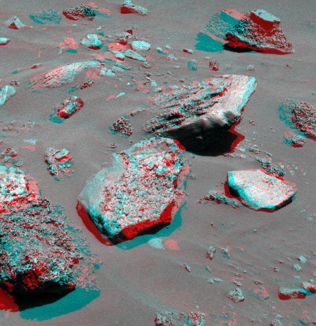 NASA image: Gusev Rocks Solidified from Lava 3-D