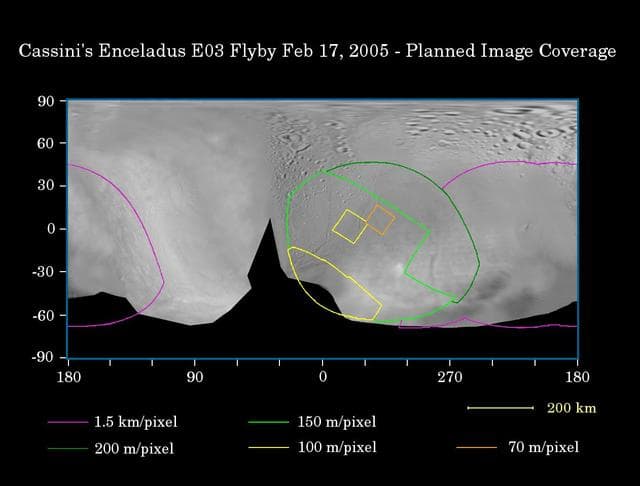NASA image: Enceladus First Flyby