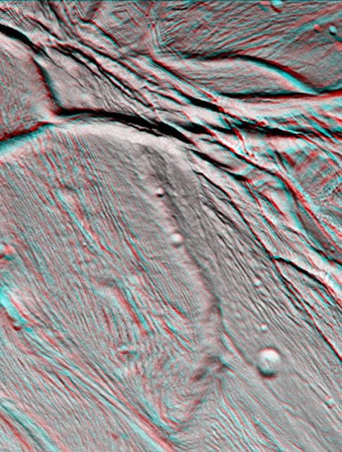 NASA image: Cassini Views Enceladus in Stereo