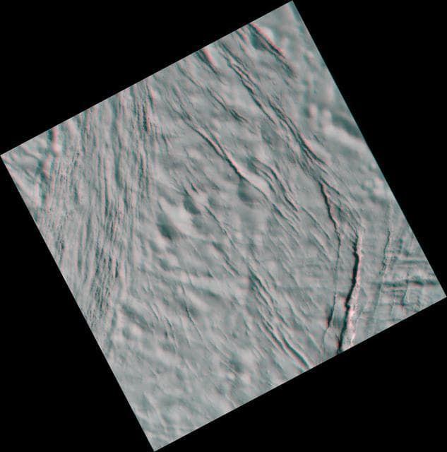 NASA image: Stressed-out Enceladus 3-D