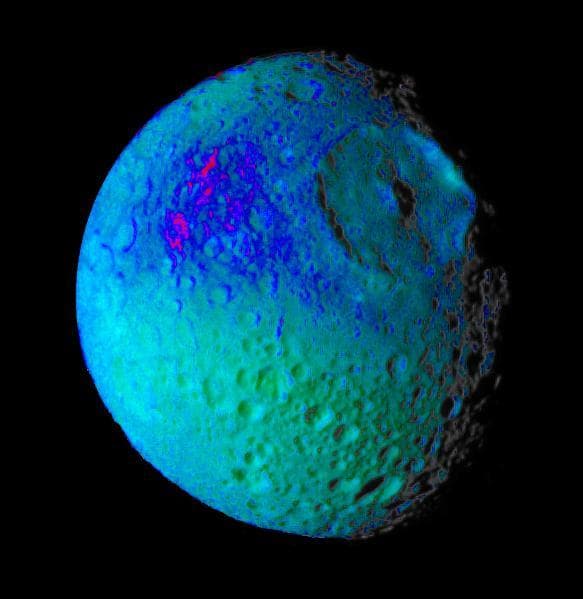 NASA image: Mimas Showing False Colors #2