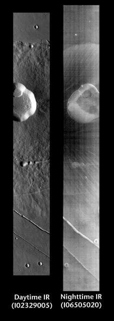 NASA image: Albor Tholus by Day and Night