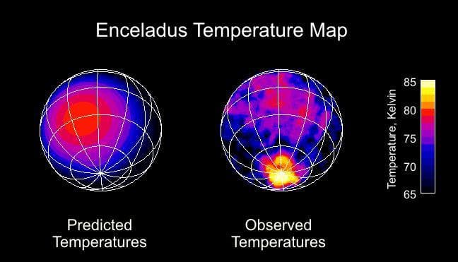 NASA image: Enceladus Temperature Map
