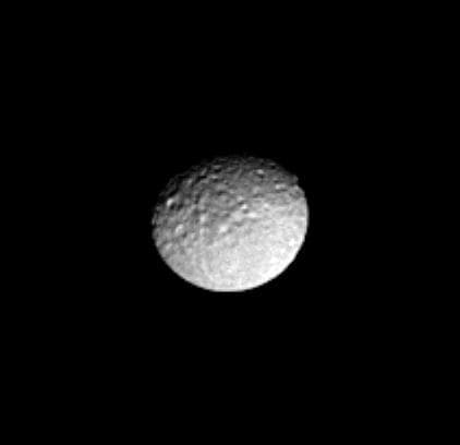 NASA image: Battered Icy Mimas