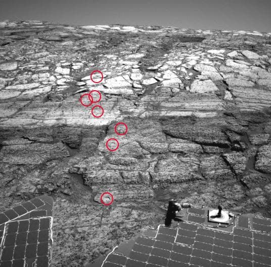 NASA image: Opportunity Leaves a Trail of Rat Holes